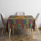 Sierra Leone Tablecloth - Cute Lion Playing Djembe Drum and Tribal Pattern Design