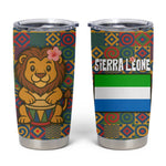 Sierra Leone Tumbler Cup - Cute Lion Playing Djembe Drum and Tribal Pattern Design