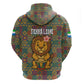 Sierra Leone Zip Hoodie - Cute Lion Playing Djembe Drum and Tribal Pattern Design
