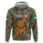 Sierra Leone Zip Hoodie - Cute Lion Playing Djembe Drum and Tribal Pattern Design