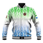 Sierra Leone Baseball Jacket - Tribal Chimpanzee Design and Green Blue Gradient Pattern