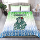 Sierra Leone Bedding Set - Tribal Chimpanzee Design and Green Blue Gradient Pattern