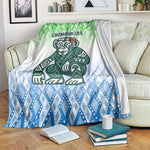 Sierra Leone Blanket - Tribal Chimpanzee Design and Green Blue Gradient Pattern