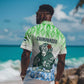 Sierra Leone Hawaiian Shirt - Tribal Chimpanzee Design and Green Blue Gradient Pattern