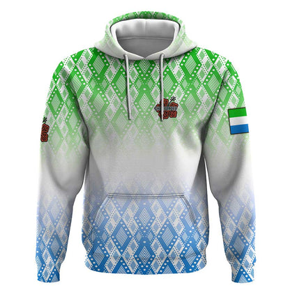 Sierra Leone Hoodie - Tribal Chimpanzee Design and Green Blue Gradient Pattern