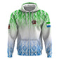 Sierra Leone Hoodie - Tribal Chimpanzee Design and Green Blue Gradient Pattern