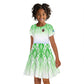 Sierra Leone Kid Short Sleeve Dress - Tribal Chimpanzee Design and Green Blue Gradient Pattern