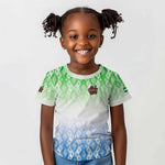 Sierra Leone Kid T shirt - Tribal Chimpanzee Design and Green Blue Gradient Pattern