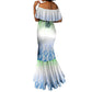 Sierra Leone Mermaid Dress - Tribal Chimpanzee Design and Green Blue Gradient Pattern