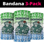 Sierra Leone Neck Gaiter - Tribal Chimpanzee Design and Green Blue Gradient Pattern TS04