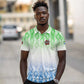Sierra Leone Polo Shirt - Tribal Chimpanzee Design and Green Blue Gradient Pattern