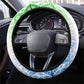 Sierra Leone Steering Wheel Cover - Tribal Chimpanzee Design and Green Blue Gradient Pattern