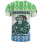 Sierra Leone T shirt - Tribal Chimpanzee Design and Green Blue Gradient Pattern