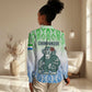 Sierra Leone Women Casual Shirt - Tribal Chimpanzee Design and Green Blue Gradient Pattern