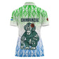 Sierra Leone Women Polo Shirt - Tribal Chimpanzee Design and Green Blue Gradient Pattern