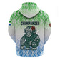 Sierra Leone Zip Hoodie - Tribal Chimpanzee Design and Green Blue Gradient Pattern