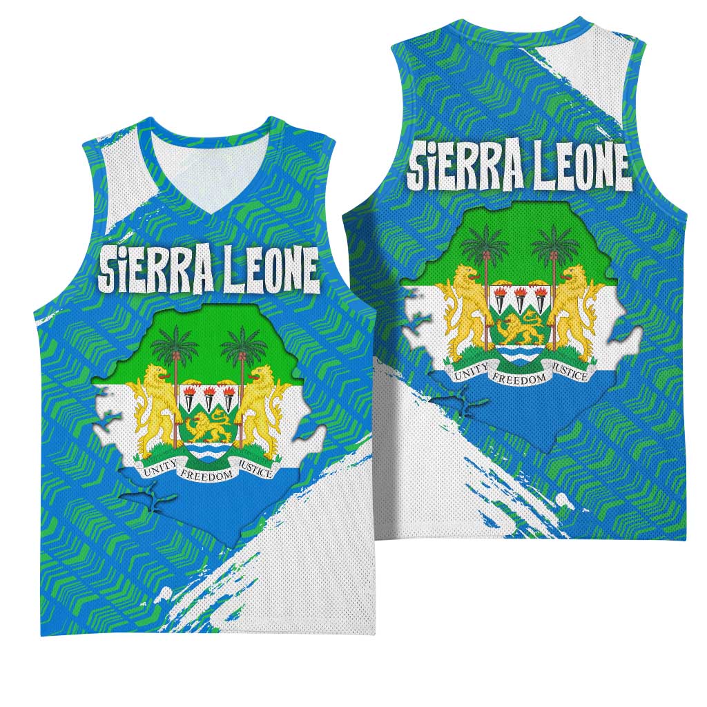 Sierra Leone Crest Basketball Jersey with National Coat of Arms and Flag Colors TS04