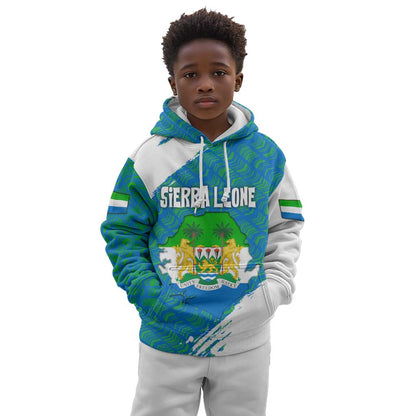 Sierra Leone Crest Kid Hoodie with National Coat of Arms and Flag Colors