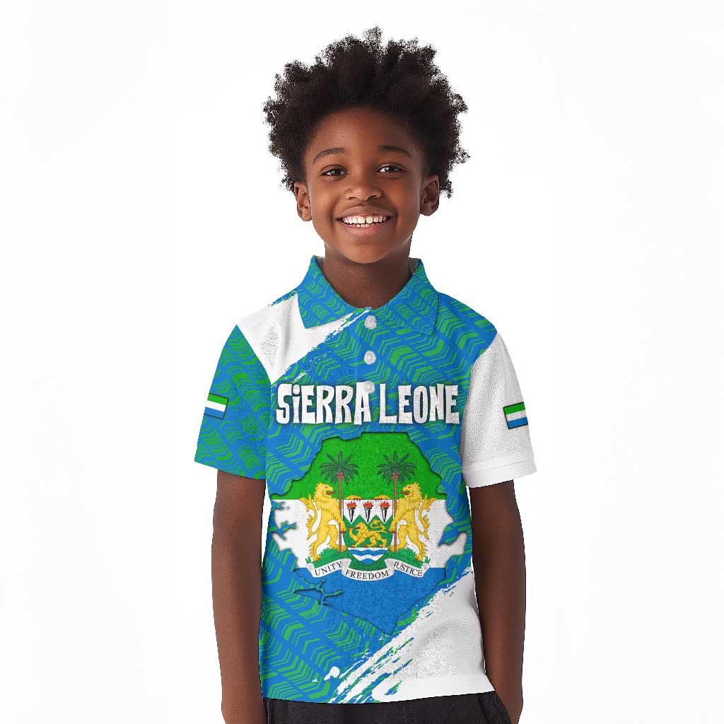 Sierra Leone Crest Kid Polo Shirt with National Coat of Arms and Flag Colors