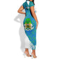Sierra Leone Crest Short Sleeve Bodycon Dress with National Coat of Arms and Flag Colors