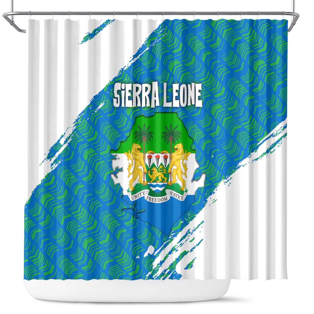 Sierra Leone Crest Shower Curtain with National Coat of Arms and Flag Colors