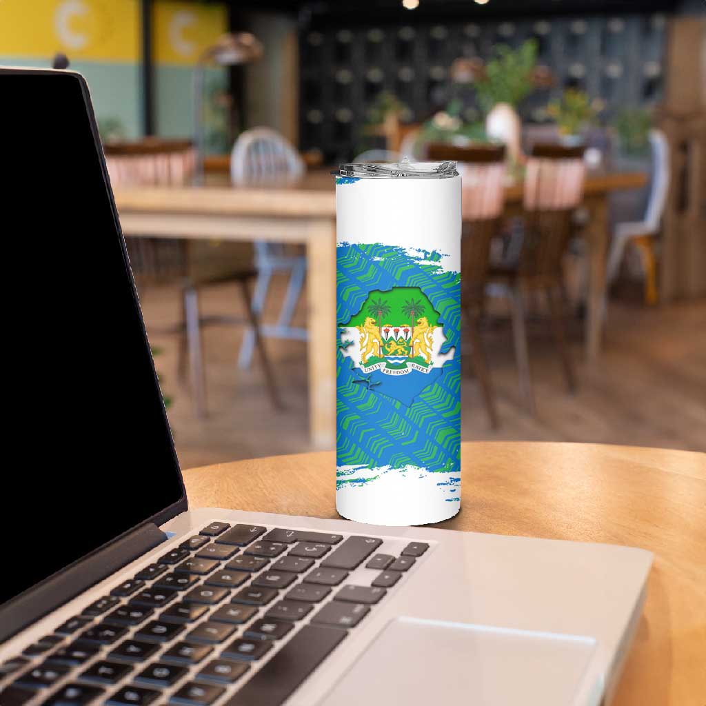 Sierra Leone Crest Skinny Tumbler with National Coat of Arms and Flag Colors