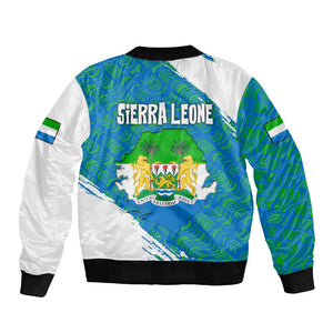 Sierra Leone Crest Sleeve Zip Bomber Jacket with National Coat of Arms and Flag Colors