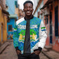 Sierra Leone Crest Sleeve Zip Bomber Jacket with National Coat of Arms and Flag Colors