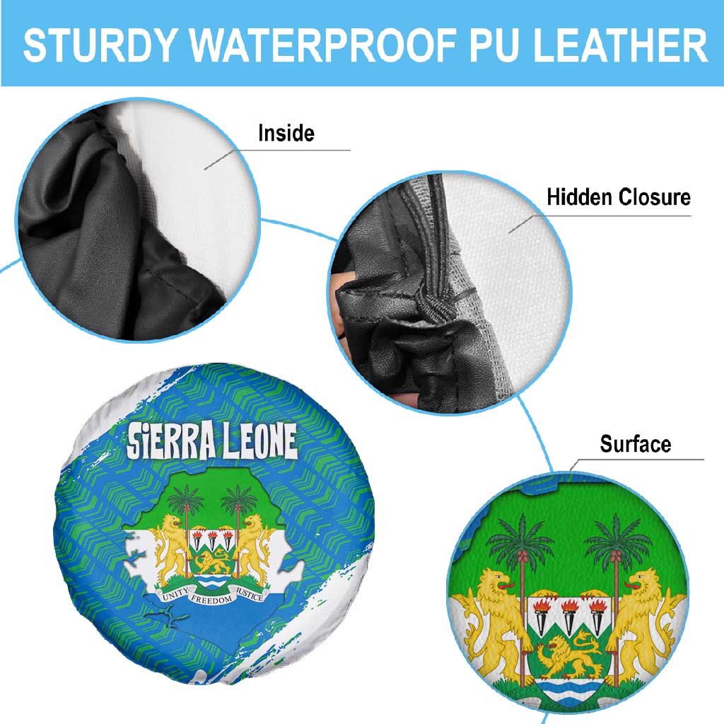 Sierra Leone Crest Spare Tire Cover with National Coat of Arms and Flag Colors