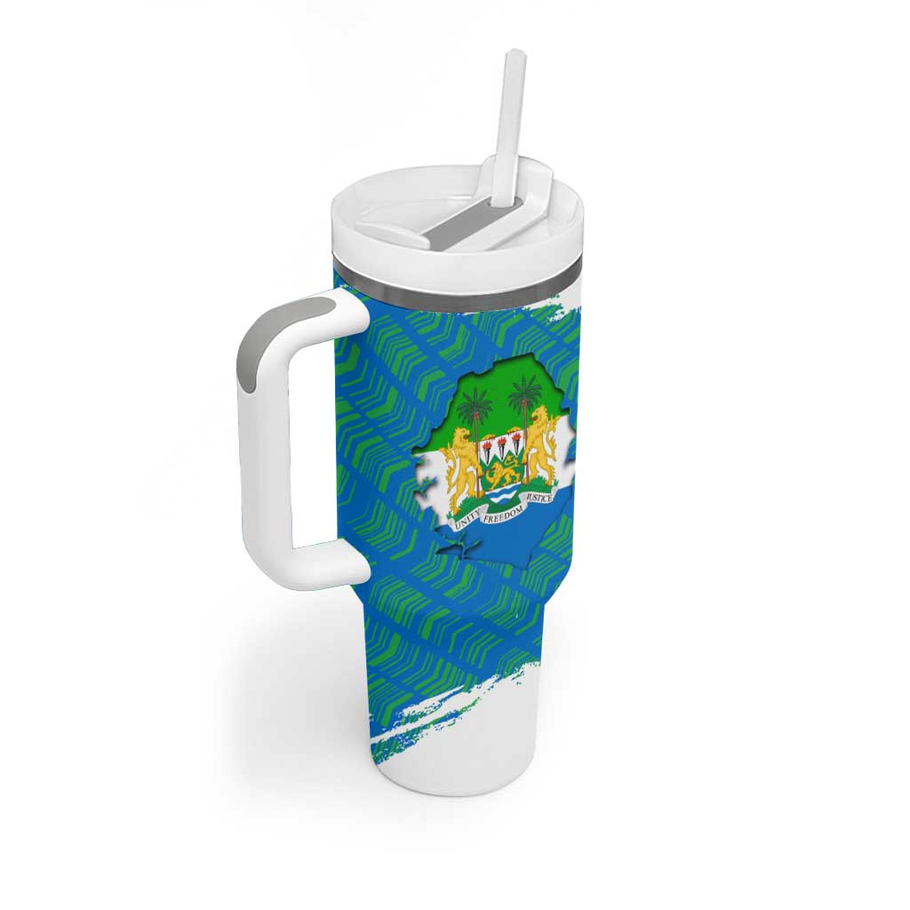 Sierra Leone Crest Tumbler With Handle with National Coat of Arms and Flag Colors
