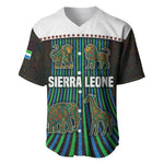 Sierra Leone Baseball Jersey - Tribal Animal Pattern Featuring Lion Elephant Giraffe and Monkey