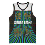 Sierra Leone Basketball Jersey - Tribal Animal Pattern Featuring Lion Elephant Giraffe and Monkey TS04