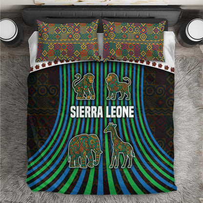Sierra Leone Bedding Set - Tribal Animal Pattern Featuring Lion Elephant Giraffe and Monkey
