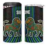 Sierra Leone 4 in 1 Can Cooler Tumbler - Tribal Animal Pattern Featuring Lion Elephant Giraffe and Monkey