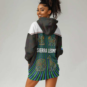Sierra Leone Hoodie Dress - Tribal Animal Pattern Featuring Lion Elephant Giraffe and Monkey