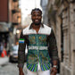 Sierra Leone Long Sleeve Button Shirt - Tribal Animal Pattern Featuring Lion Elephant Giraffe and Monkey