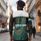Sierra Leone Long Sleeve Button Shirt - Tribal Animal Pattern Featuring Lion Elephant Giraffe and Monkey