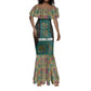 Sierra Leone Mermaid Dress - Tribal Animal Pattern Featuring Lion Elephant Giraffe and Monkey