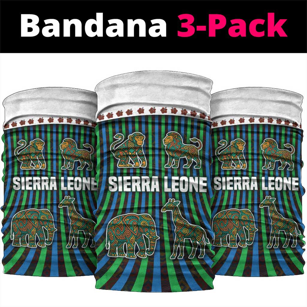 Sierra Leone Neck Gaiter - Tribal Animal Pattern Featuring Lion Elephant Giraffe and Monkey TS04