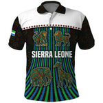 Sierra Leone Polo Shirt - Tribal Animal Pattern Featuring Lion Elephant Giraffe and Monkey