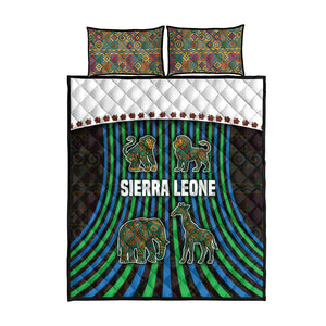 Sierra Leone Quilt Bed Set - Tribal Animal Pattern Featuring Lion Elephant Giraffe and Monkey