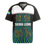 Sierra Leone Rugby Jersey - Tribal Animal Pattern Featuring Lion Elephant Giraffe and Monkey