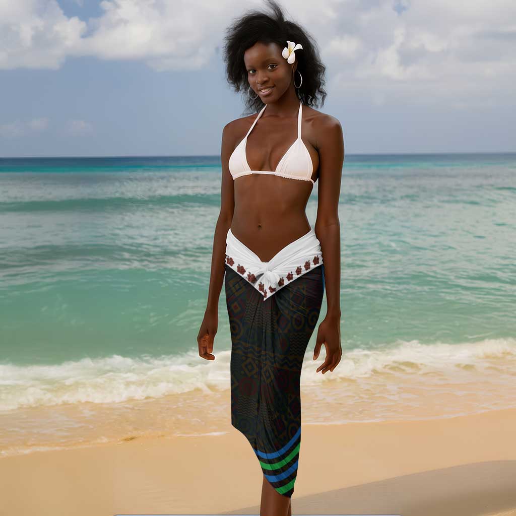 Sierra Leone Sarong - Tribal Animal Pattern Featuring Lion Elephant Giraffe and Monkey