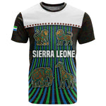 Sierra Leone T shirt - Tribal Animal Pattern Featuring Lion Elephant Giraffe and Monkey