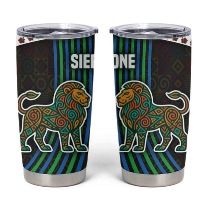 Sierra Leone Tumbler Cup - Tribal Animal Pattern Featuring Lion Elephant Giraffe and Monkey