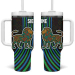 Sierra Leone Tumbler With Handle - Tribal Animal Pattern Featuring Lion Elephant Giraffe and Monkey