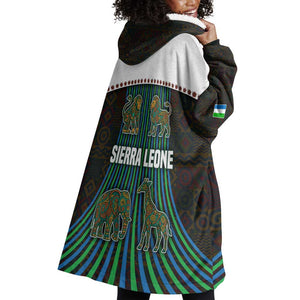 Sierra Leone Wearable Blanket Hoodie - Tribal Animal Pattern Featuring Lion Elephant Giraffe and Monkey