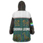 Sierra Leone Wearable Blanket Hoodie - Tribal Animal Pattern Featuring Lion Elephant Giraffe and Monkey