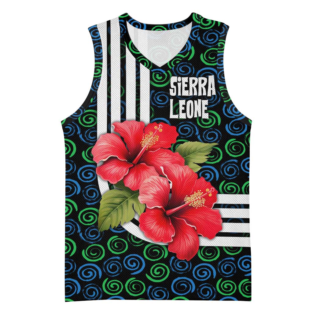 Sierra Leone Basketball Jersey Red Hibiscus Floral Design TS04