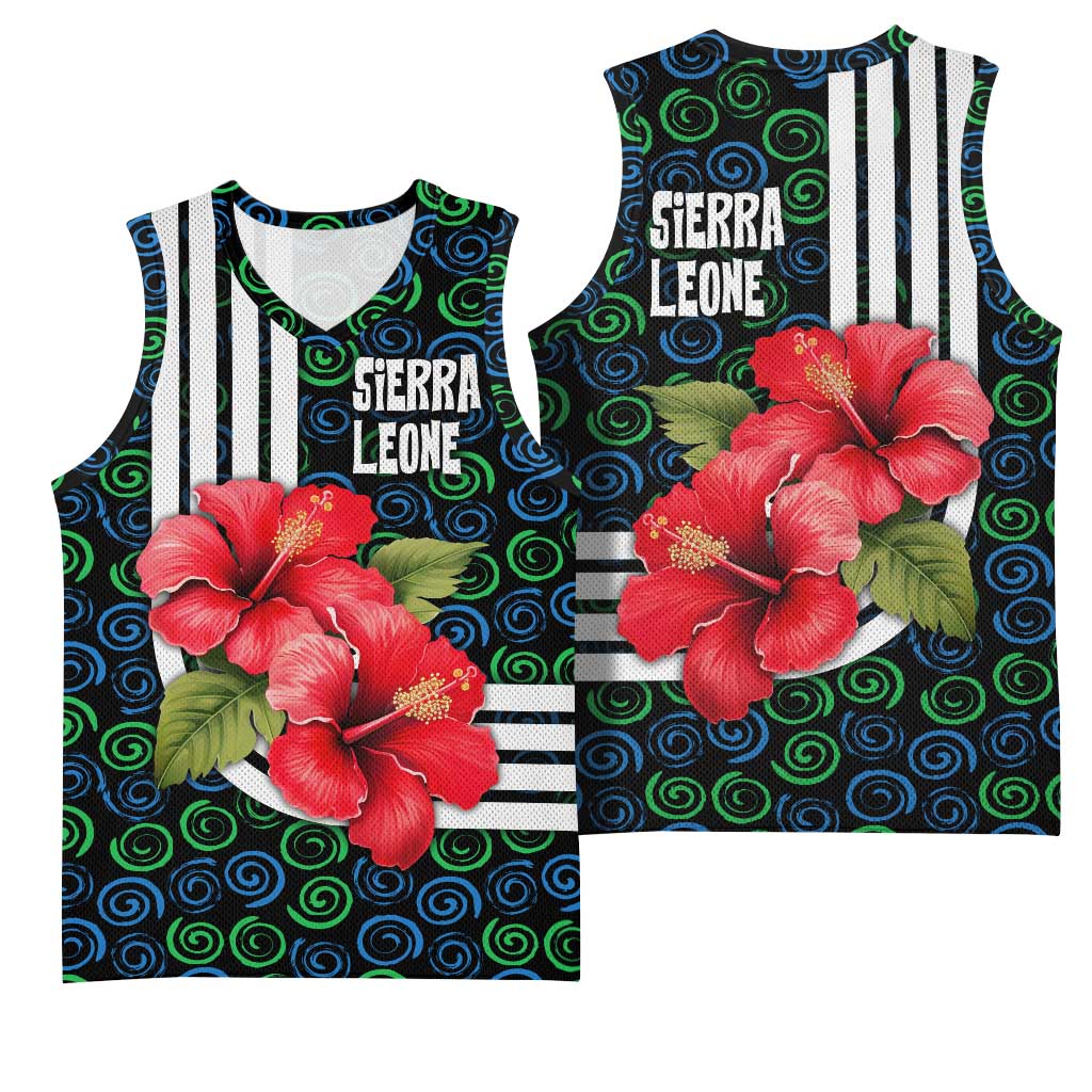 Sierra Leone Basketball Jersey Red Hibiscus Floral Design TS04
